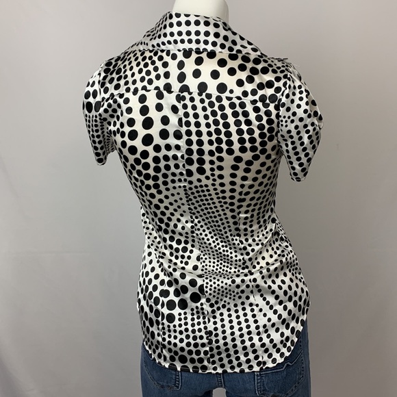 Women’s black and white polka dot swirl top size S - Picture 4 of 12
